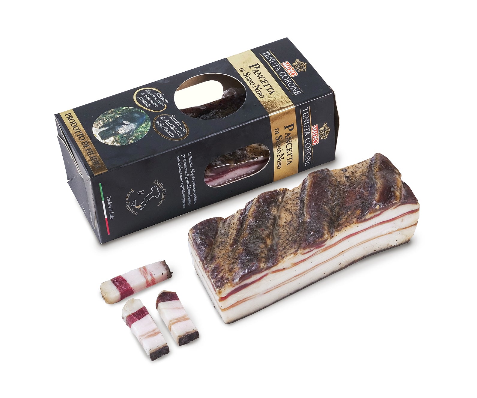 Pancetta di Suino Nero di Calabria in scatola – Filiera Madeo